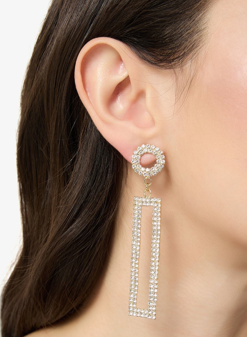 ايلا ليمتد اديشن أقراط متدلية مرصعة بالكريستال الذهبي - Image 4